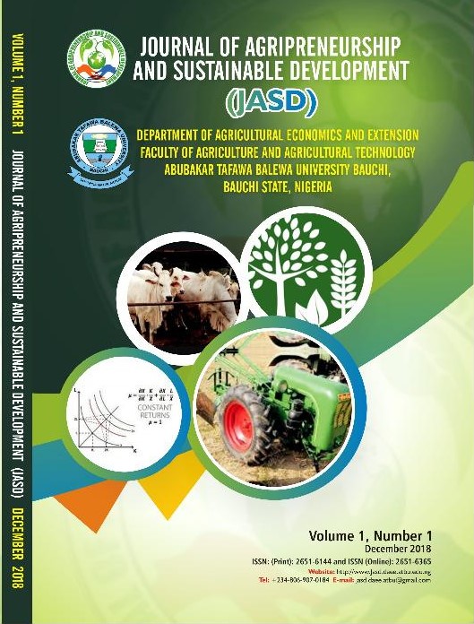 					View Vol. 1 No. 1 (2018): Journal of Agripreneurship and Sustainable Development
				